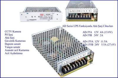 AD-55A, Meanwell, 13.8Vdc, 3.5A, UPS Fonksiyonlu Akü Şarj