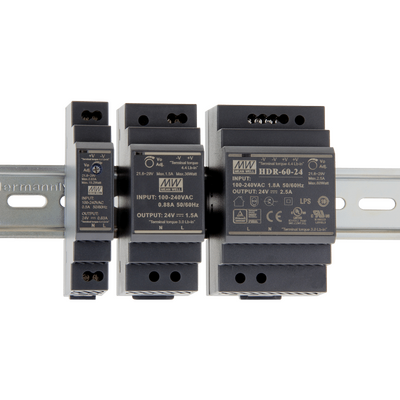 HDR-60-24, 24V, SMPS, Güç Kaynağı, İnce Model, 60 Watt 24V 2.5A, Pano Tip En Ekonomik Seri