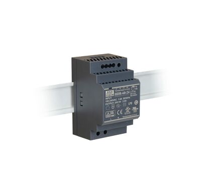 HDR-60-24, 24V, SMPS, Güç Kaynağı, İnce Model, 60 Watt 24V 2.5A, Pano Tip En Ekonomik Seri