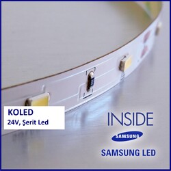 Koled - KL-FS120-12W-T0-24V, Samsung Şerit Led, 4000K, 24V, PRO Seri, 120led/mt, 12W/mt, LM281BA