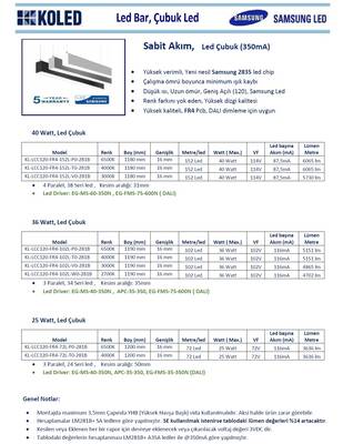 KL-LCC120-FR4-102L-W0-281B, Samsung Led Çubuk, 2700K, Sıcak beyaz, Sabit Akım, Gün Işığı, FR4, Led çubuk