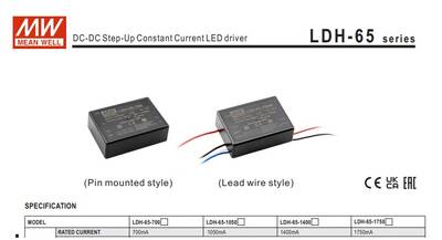 LDH-65-1050W Meanwell 9.5~32Vdc>12.5~60Vdc 1050mA step-up
