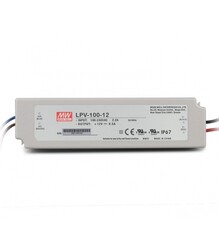 LPV-100-12, Meanwell, Güç Kaynağı, 12V, 8.5A, IP67. Plastik, ince, slim, power supply, Led, trafo - Thumbnail
