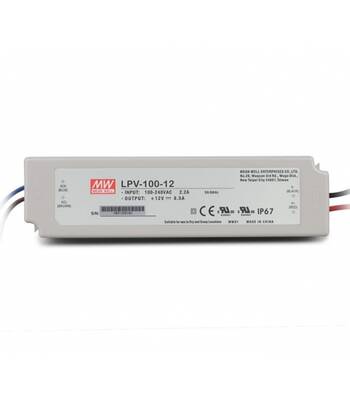 LPV-100-12, Meanwell, Güç Kaynağı, 12V, 8.5A, IP67. Plastik, ince, slim, power supply, Led, trafo