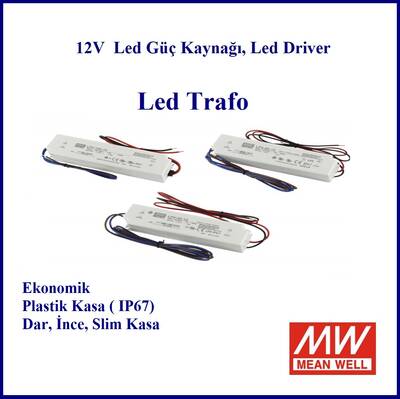 LPV-100-12, Meanwell, Güç Kaynağı, 12V, 8.5A, IP67. Plastik, ince, slim, power supply, Led, trafo