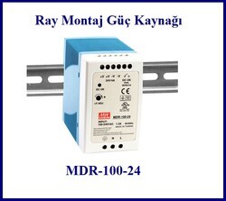 MDR-100-24, Meanwell, Ray Montaj, Güç kaynağı, 24V, 4A, Power Supply - Thumbnail