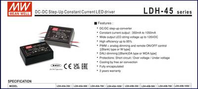 LDH-45B-500W Meanwell 18~32Vdc>21~86Vdc 500mA step-up - 4