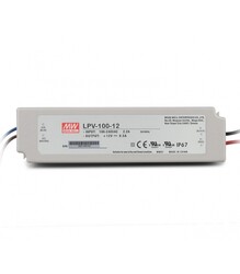 Meanwell - LPV-100-12, Meanwell, Güç Kaynağı, 12V, 8.5A, IP67. Plastik, ince, slim, power supply, Led, trafo