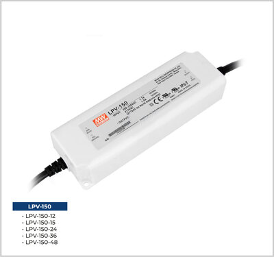 LPV-150-24 Meanwell 24VDC 6.3Amp IP67