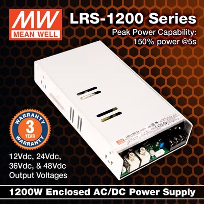 LRS-1200-24, Power Supply, En Ekonomik Model, ince, 24V, Güç Kaynağı, 50A
