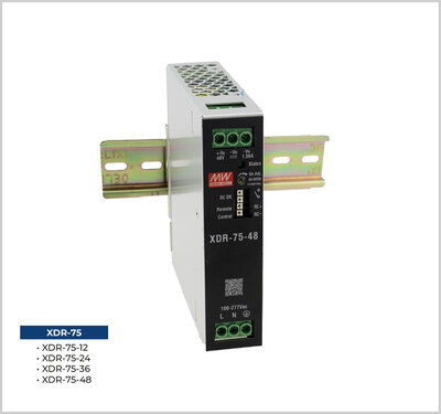 XDR-75-24 - Meanwell 75W AC/DC Ultra ince Endüstriyel Ray Montaj Güç Kaynağı