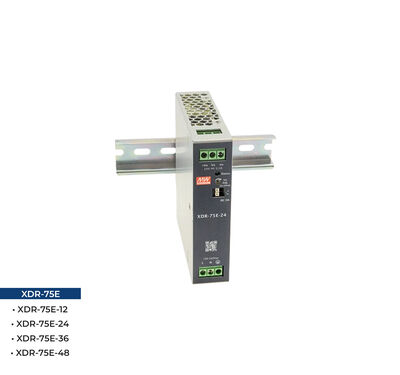 XDR-75E-12, Meanwell 75W AC/DC Ekonomik Ultra ince Endüstriyel Ray Montaj Güç Kaynağı