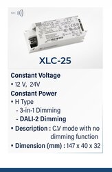 XLC-25-H-DALI2 Led driver 300mA~1050mA 9V~54V Dip switch ile seçilebilir DALI2 Dim led trafo - Thumbnail
