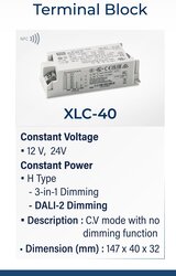 Meanwell - XLC-40-H-DA2, DALI2 Dimli 9-54V dc voltaj aralığında 600 -1400mA Sabit Akım Ayarlı Led Sürücü Trafo, NFC Led driver
