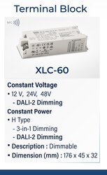 Meanwell - XLC-60-H-DA2 DALI2 Dimli 9-54V dc çıkış aralığında 900mA ile 1700mA arası Akım ayarlı led sürücü, Trafo, LED driver