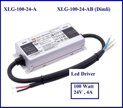 XLG-100-24, Meanwell, Led Driver, Dış mekan, IP67, 24Vdc, Sabit Akım, 4A