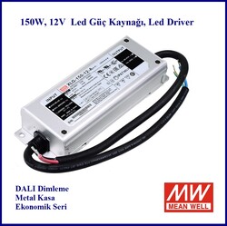 XLG-150-12, Meanwell, Metal kasa, Dış Mekan, IP67, Led Trafo, 12Vdc, 12.5Amp, Sabit Voltaj, Şerit led, Adaptör, Led driver, DALI, Dimli - Thumbnail