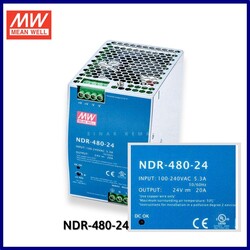 NDR-480-24, Mean Well, 24V, 20A, Power Supply, DIN Rail, Ray Montaj, Güç Kaynakları - Thumbnail