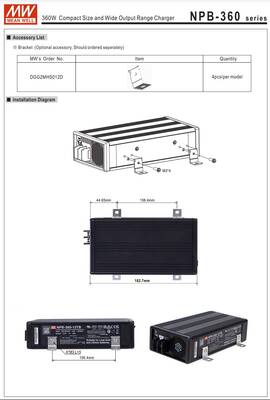 NPB-360-24-TB, Meanwell 28.8Vdc 12.0Amp 40~125Ah VAdj(21.0~30.4)