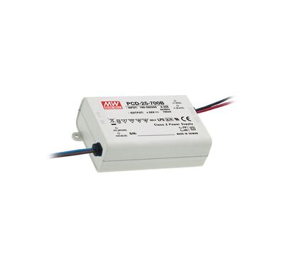 PCD-25-700B, Triyak, Dim, Led driver, Sabit akım, Meanwell, 24~36Vdc, 700mA