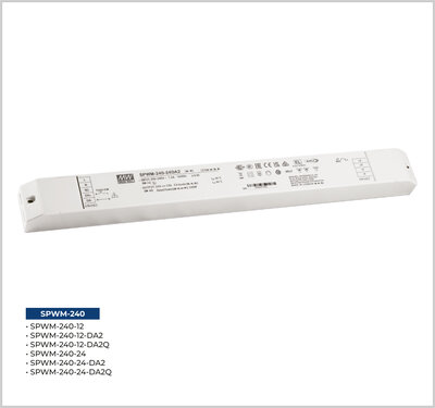 SPWM-240-24DA2, DALI2 240W 24V 10A Led Sürücü DT8 dimable led driver