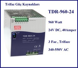 TDR-960-24, Trifaz, SMPS, 24V, 40A, Power Supply, 380V, 3 Fazlı Güç Kaynağı - Thumbnail