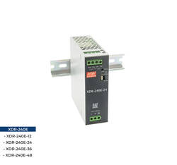 Meanwell - XDR-240E-12, Meanwell 240W AC/DC Ekonomik Ultra ince Endüstriyel Ray Montaj Güç Kaynağı