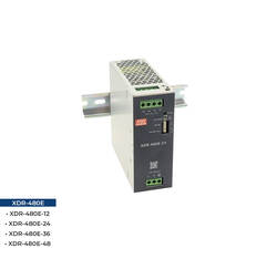 Meanwell - XDR-480E-12, Meanwell 480W AC/DC Ekonomik Ultra ince Endüstriyel Ray Montaj Güç Kaynağı