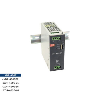 XDR-480E-12, Meanwell 480W AC/DC Ekonomik Ultra ince Endüstriyel Ray Montaj Güç Kaynağı