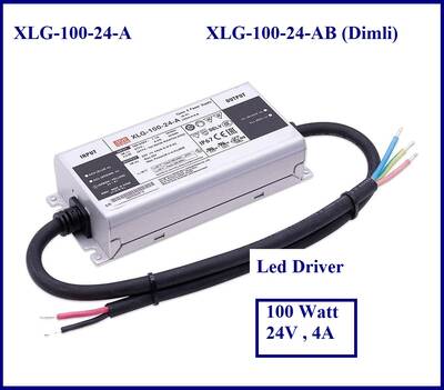 XLG-100-24, Meanwell, Led Driver, Dış mekan, IP67, 24Vdc, Sabit Akım, 4A, Dış Meka