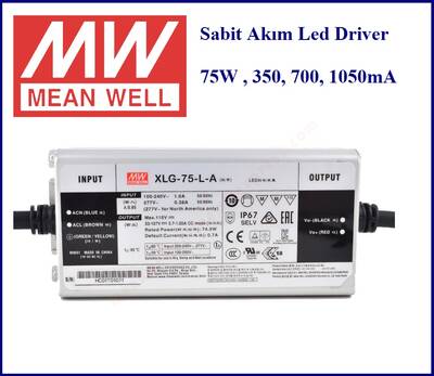 XLG-75-L-A, Led driver, led sürücü güç kaynağı, 350mA, 500mA, 600mA, 700mA, 800mA, 900mA, 1050mA ayaralanabilir, sabit akım, led adaptör