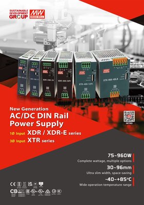 XTR-240-24 - Trifaze, Ray Montaj Slim, Güç Kaynağı DIN Rail, Power Supply 240W, 24V, 10A. ince